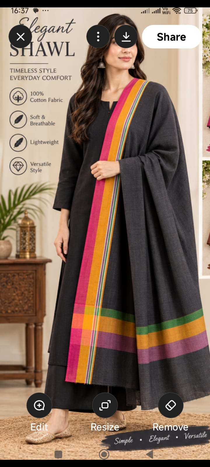 Charcoal Colour-Border Dupatta — supplied reference image