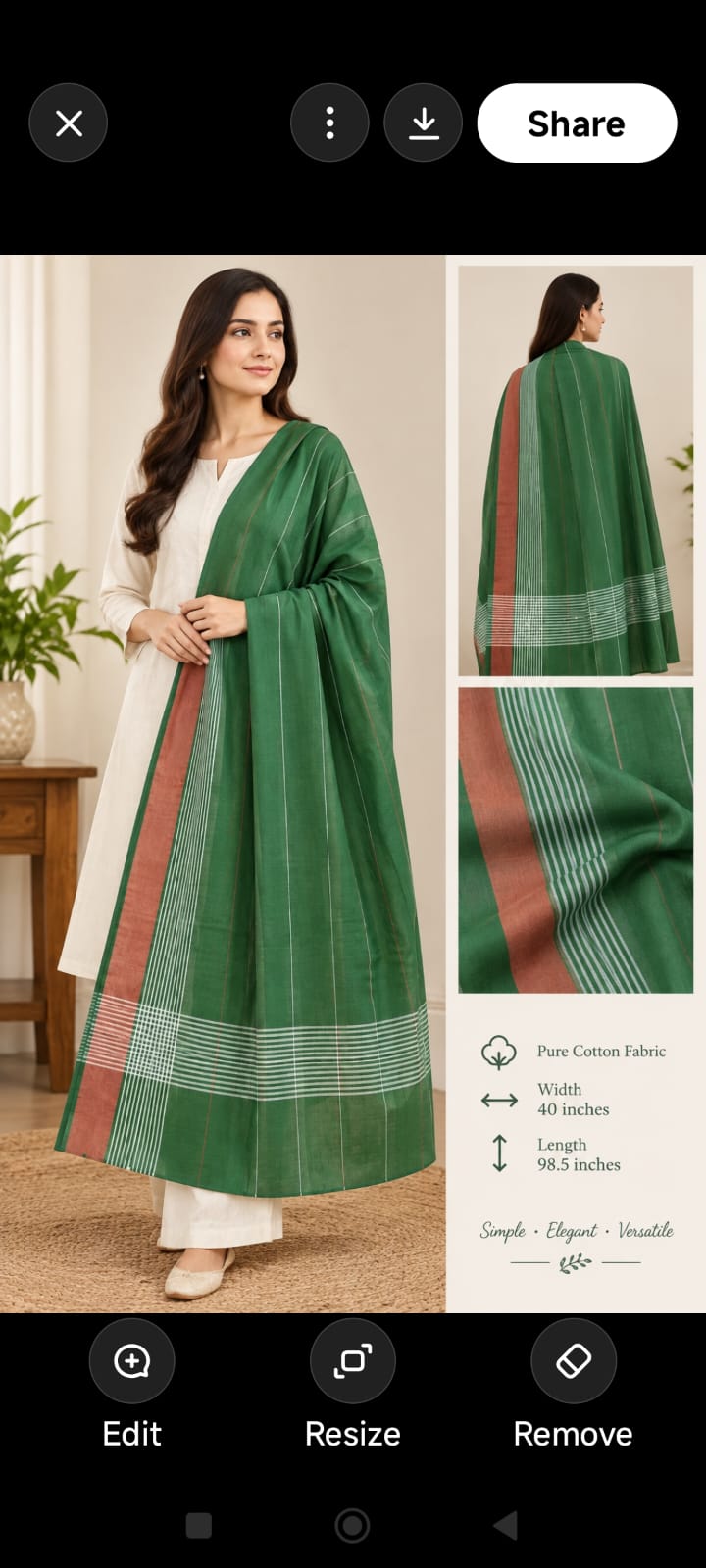 Forest Stripe Dupatta — supplied reference image