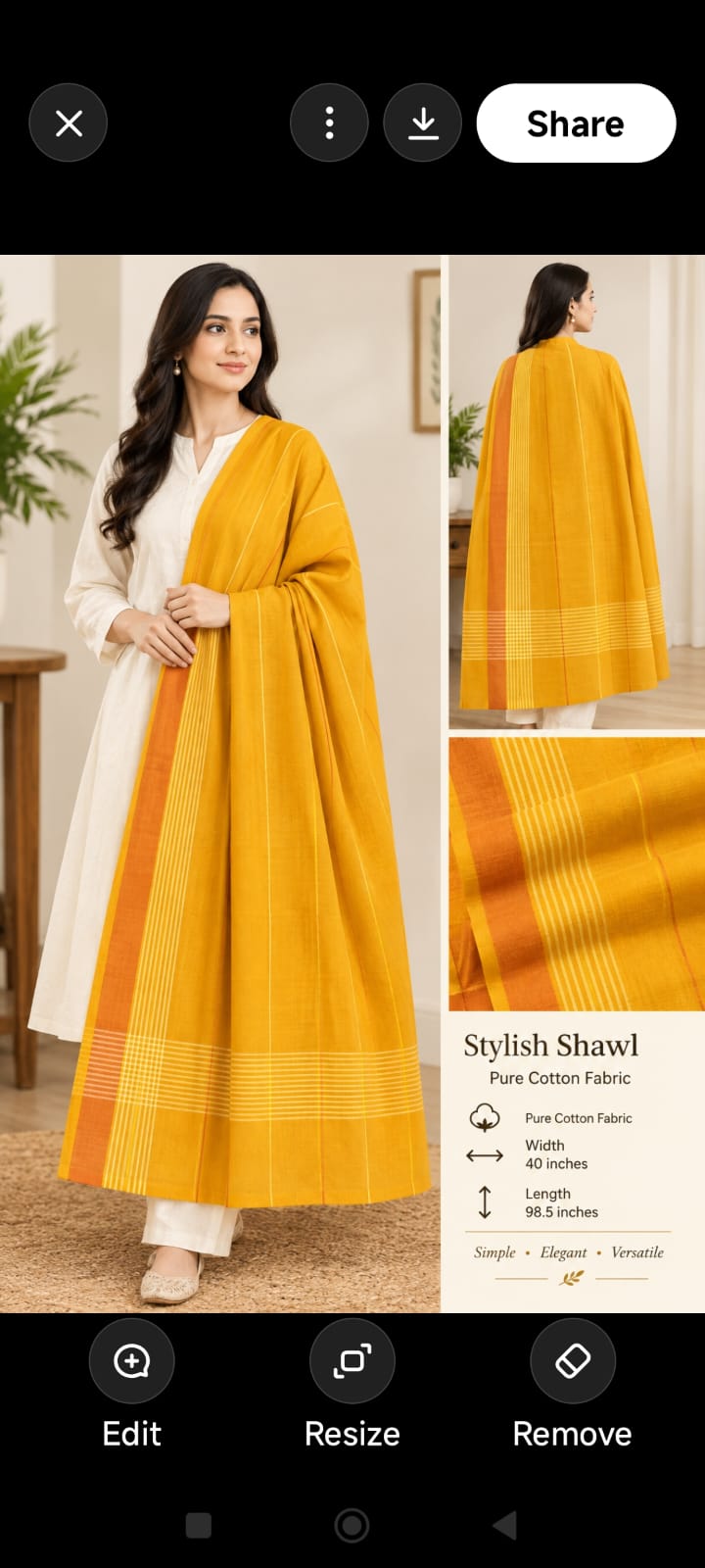 Mustard Stripe Dupatta — supplied reference image