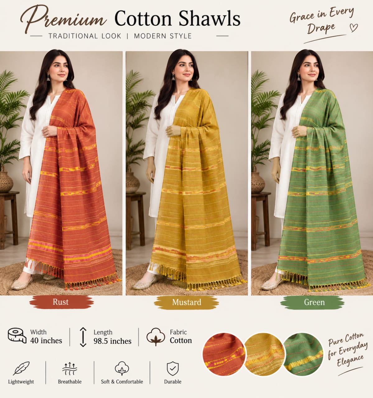 Striped Fringe Shawl — supplied reference image